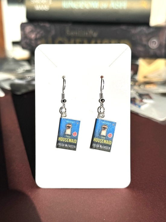Jewelry - Housemaid Book Cover Dangle Earrings - Blue